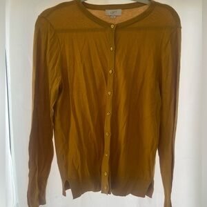LOFT Mustard Yellow Button-Up Cardigan NWT
